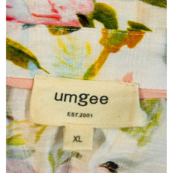 UMGEE Floral Maxi Dress Tiered Ruffle Cap Sleeve Collared V Neck XL - Picture 8 of 9